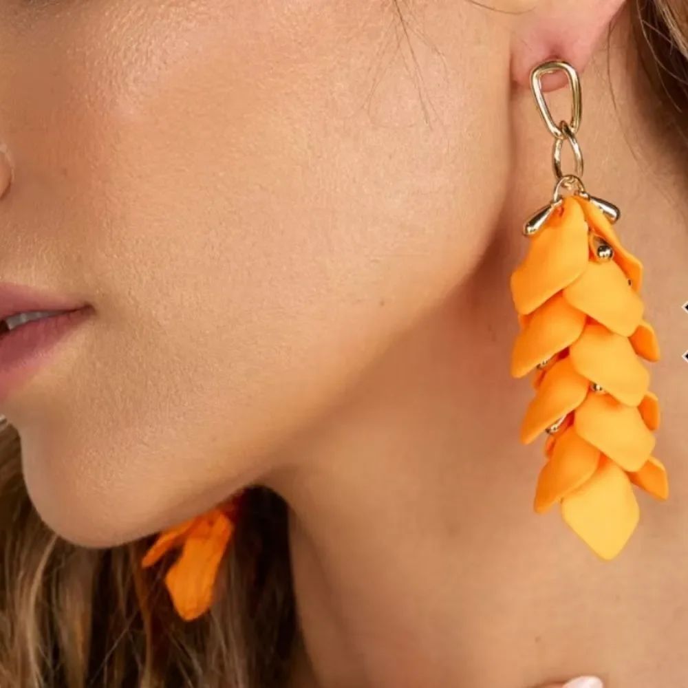 BRAND NEW NATASHA STATEMENT COLORED PETAL DROP EARRINGS
